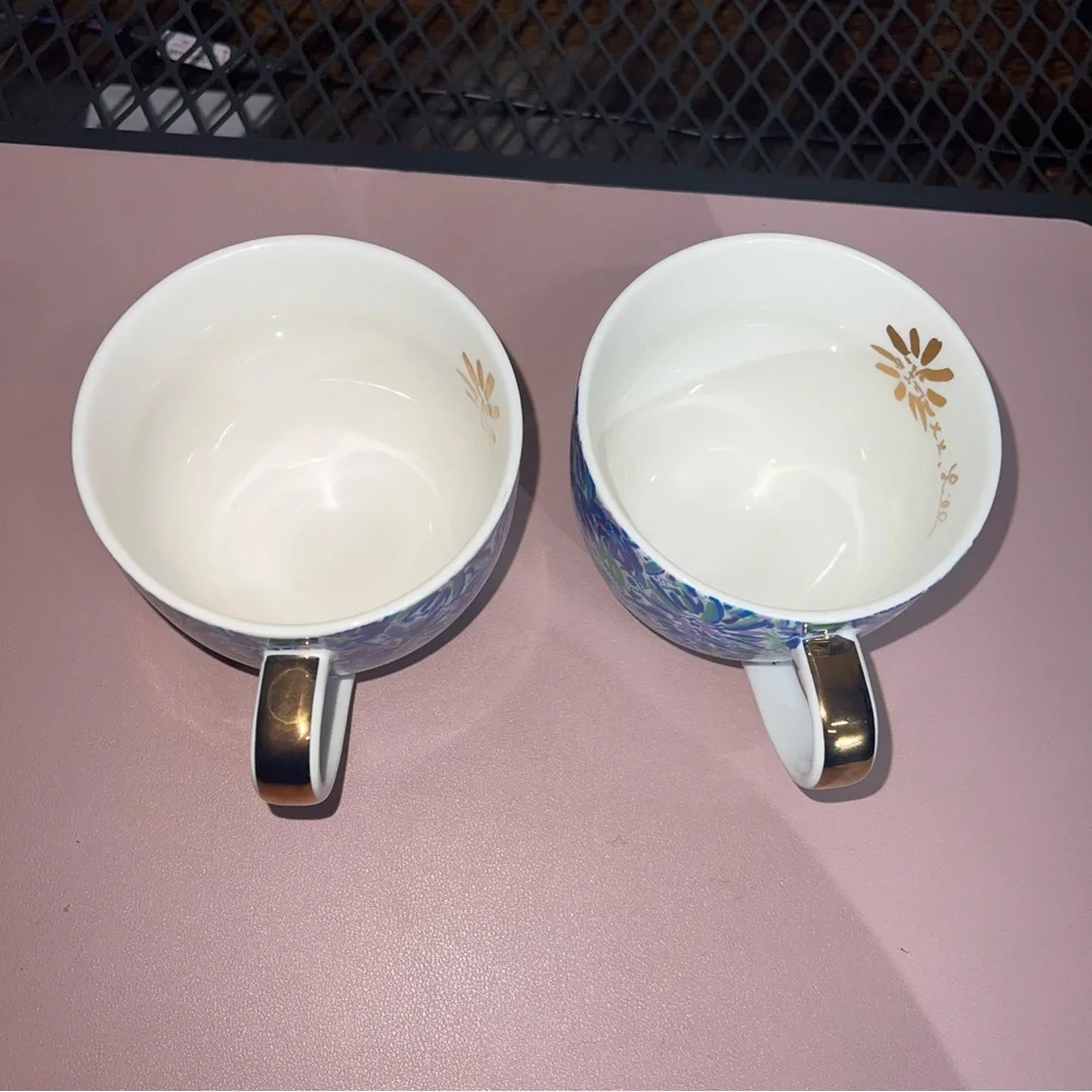 Lilly Pulitzer Hidden Cats 12 oz Coffee Mugs “Lion High Maintenance” Set‎ of 2